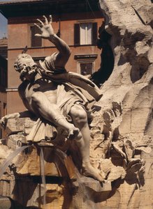 La Fontana dei Quattro Fiumi, dettaglio della figura che rappresenta il fiume Plate da Gian Lorenzo Bernini