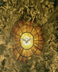 La sedia di San Pietro, (dettaglio) della vetrata dietro, 1665