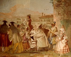 Il ciarlatano, di Giandomenico Tiepolo, affresco, Sala delle scene di carnevale, nella Foresteria di Villa Valmarana 