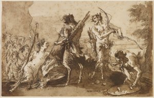 Satiri e satire in un paesaggio, c.1770 da Giovanni Domenico Tiepolo