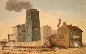 Veduta delle opere idrauliche di Clink Street, Southwark