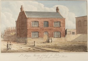 Veduta della Scuola di Carità di St Georges per Ragazze in King Street, Southwark. King Street è ora conosciuta come Newcomen Street, 1825
