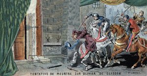 Tentato omicidio su Olivier V de Clisson, connestabile francese. Illustrazione di Gilbert, fine XIX secolo.