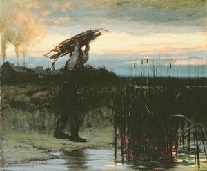 Uomo che trasporta bastoni al crepuscolo da Gilbert Gaul