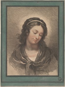 Testa di una donna che guarda in basso da Gilles Antoine Demarteau after François André Vincent