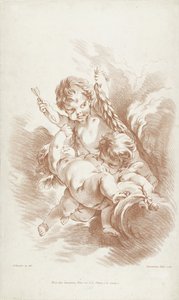 Tre putti giocosi sulle nuvole da Gilles Demarteau
