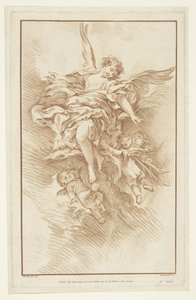 Angelo con tre putti tra le nuvole da Gilles Demarteau