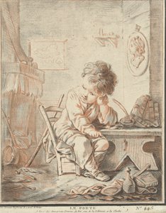 Bambino poeta al lavoro in un interno da Gilles Demarteau