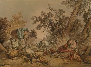 La Grande Pastorale, No. 602, Scena pastorale, c1740-1770 da Gilles Demarteau