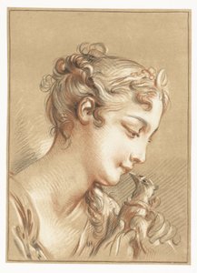 Ragazza con una colomba da Gilles Demarteau