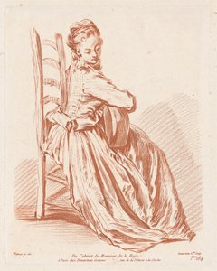 Donna che suona la chitarra da Gilles Demarteau, the Elder, Antoine Watteau