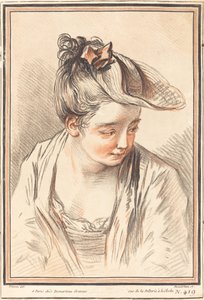 Testa di una giovane donna da Gilles Demarteau, the Elder after Antoine Watteau