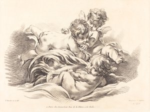 Tre cherubini che giocano su un