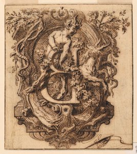 Disegno ornamentale per la lettera B da Gilles Marie Oppenord