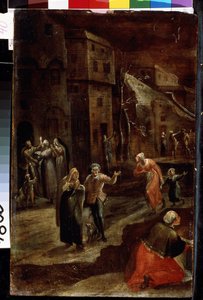 Scena di strada di notte da Gillis Mostaert