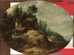 Mulino ad acqua vicino a una sporgenza boschiva da Gillis Peeters (I)