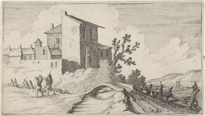 Ponte davanti a edifici murati (Dodici paesaggi)