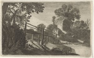 Ponte di legno presso una rovina