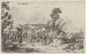 Carrozza e cavalieri su una strada di campagna da Gillis van Scheyndel (I)