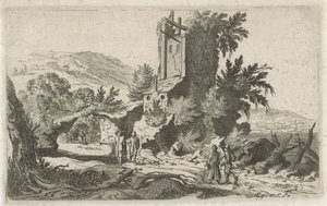 Passeggiatori presso una rovina (serie di sei paesaggi)