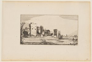 Campi prima delle rovine trasformati in fattorie, da Dodici paesaggi con figure da Gillis van Scheyndel