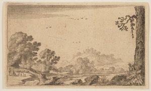 Fiume in un paesaggio collinare parzialmente aperto, da Twelve Landscapes da Gillis van Scheyndel