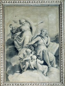 La giustizia premia il merito e mostra la casa della virtù, allegoria da Gio Batta Celle