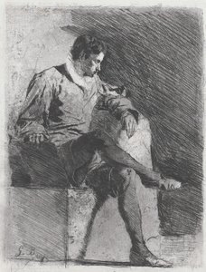 Uomo seduto in costume del XVI secolo da Gioacchino Banfi