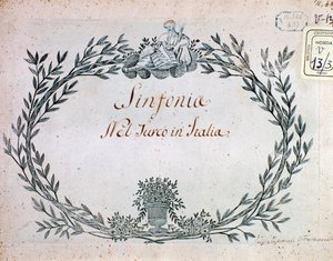 Pagina della partitura musicale della sinfonia de Il turco in Italia di Gioacchino Rossini da Gioachino Rossini