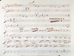 Pagina della partitura musicale per violino per la sinfonia in Cenerentola, o La bontà trionfante di Gioacchino Rossini da Gioachino Rossini