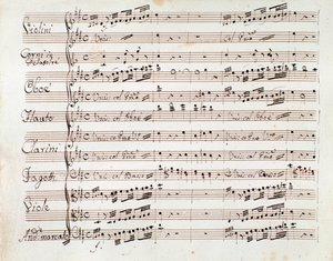 Pagina di spartito musicale per la sinfonia ridotta per pianoforte di Tancredi, opera di Gioacchino Rossini da Gioachino Rossini