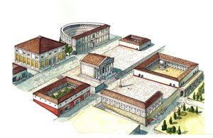 Antica Roma: ricostituzione del centro della città di Napoli con l