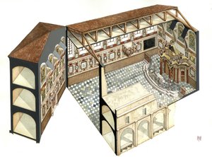 Arte barocca: ricostruzione della struttura architettonica della Sinagoga di Casale Monferrato (Casal) presso Alessandria (Alessandria), Italia.