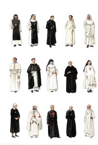 Costumi e abiti di monache e monaci in epoche diverse. da Giorgio Albertini