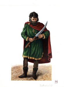 Medioevo: soldato della guardia varangiana (o guardia varegue), corpo d