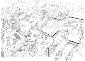 Medioevo: veduta che rappresenta gli operai al lavoro nelle cave di marmo di Carrara (Carrara) nel XV secolo. Italia Illustrazione di Giorgio Albertini. (L
