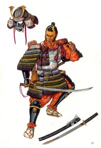 Rappresentazione di un samurai, guerriero giapponese del XVI secolo.