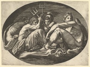Plutone, Nettuno, Minerva e Apollo, da una serie di otto composizioni dopo Francesco P...