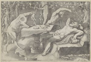 Silenus, un satiro e una capra