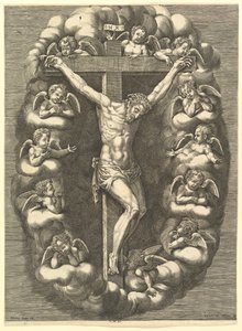 Il Cristo crocifisso circondato da angeli in lutto, 1575-1679 da Giorgio Ghisi