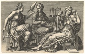 Le tre Parche Cloto, Lachesi e Atropo, 1558-59