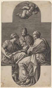 Tre muse e un putto gesticolante da Giorgio Ghisi after Francesco Primaticcio