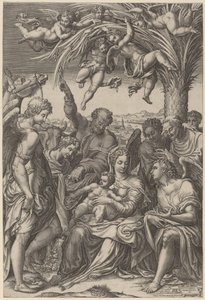 Il riposo durante la fuga in Egitto da Giorgio Ghisi after Giulio Campi
