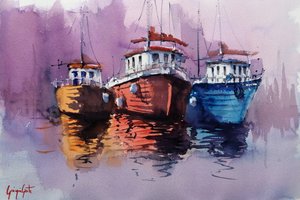 Barche colorate nel porto