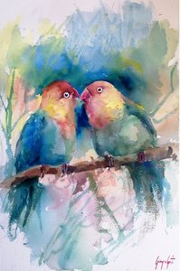 Piccoli piccioncini colorati ad acquerello da Giorgio Gosti