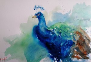 Elegante pavone blu da Giorgio Gosti
