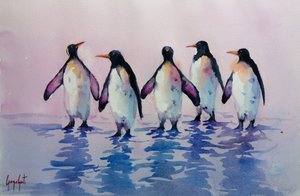 Cinque pinguini che camminano da Giorgio Gosti
