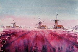 Paesaggio con mulino a vento e lavanda da Giorgio Gosti