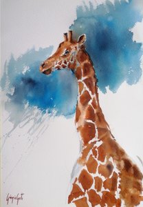 Maestosa giraffa ad acquerello da Giorgio Gosti