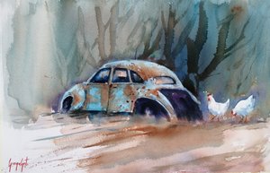 Auto rustica e galline da Giorgio Gosti